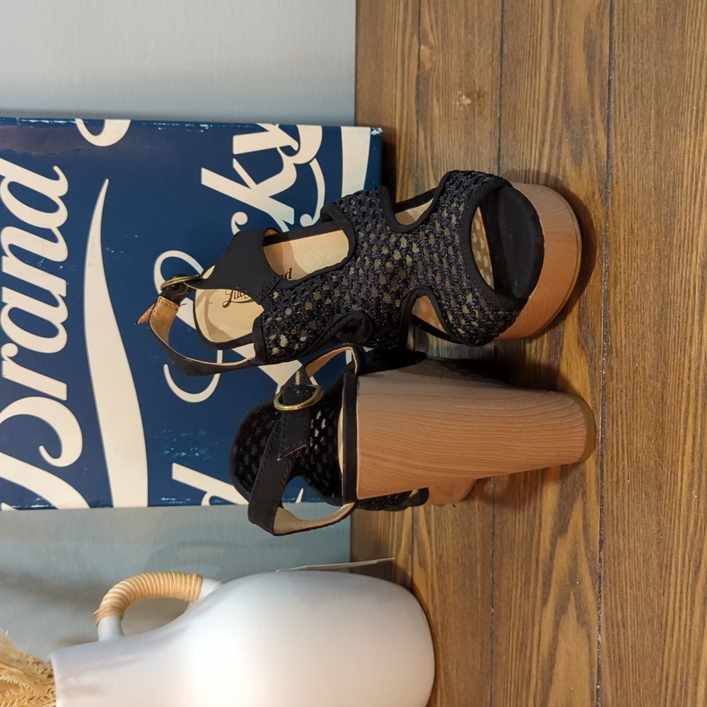 Lucky Brand Remyy Black Peep Toe wedge heel